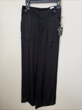 Simply Vera Vera Wang Black Wide-Leg Pull-On Pants with Button Tabs